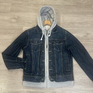 Sun + Stone Jean Jacket Men's Small Denim Trucker Hooded Streetwear